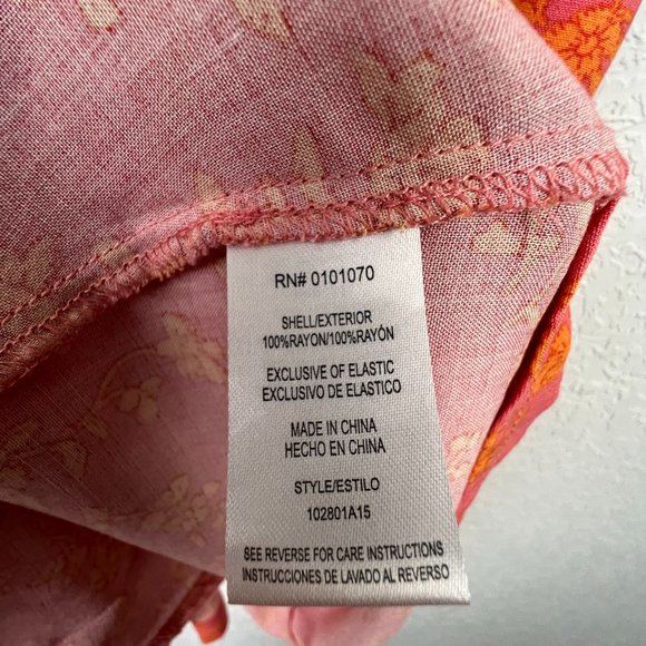 MIMI CHICA Womens L Scoop Neck Floral Smocked Sleeves Dress Pockets - Picture 6 of 9